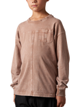 Angel & Rocket Kids' Long Sleeve Washed T-Shirt, Taupe