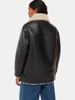 Whistles Petite Faux Fur Aviator Jacket, Black - view 2, Black