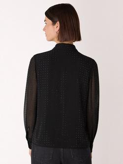 Whistles Hot Fix Sheer Shirt, Black - view 2, Black