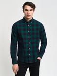 GANT Regular Fit Corduroy Checked Shirt, Deep Forest Green