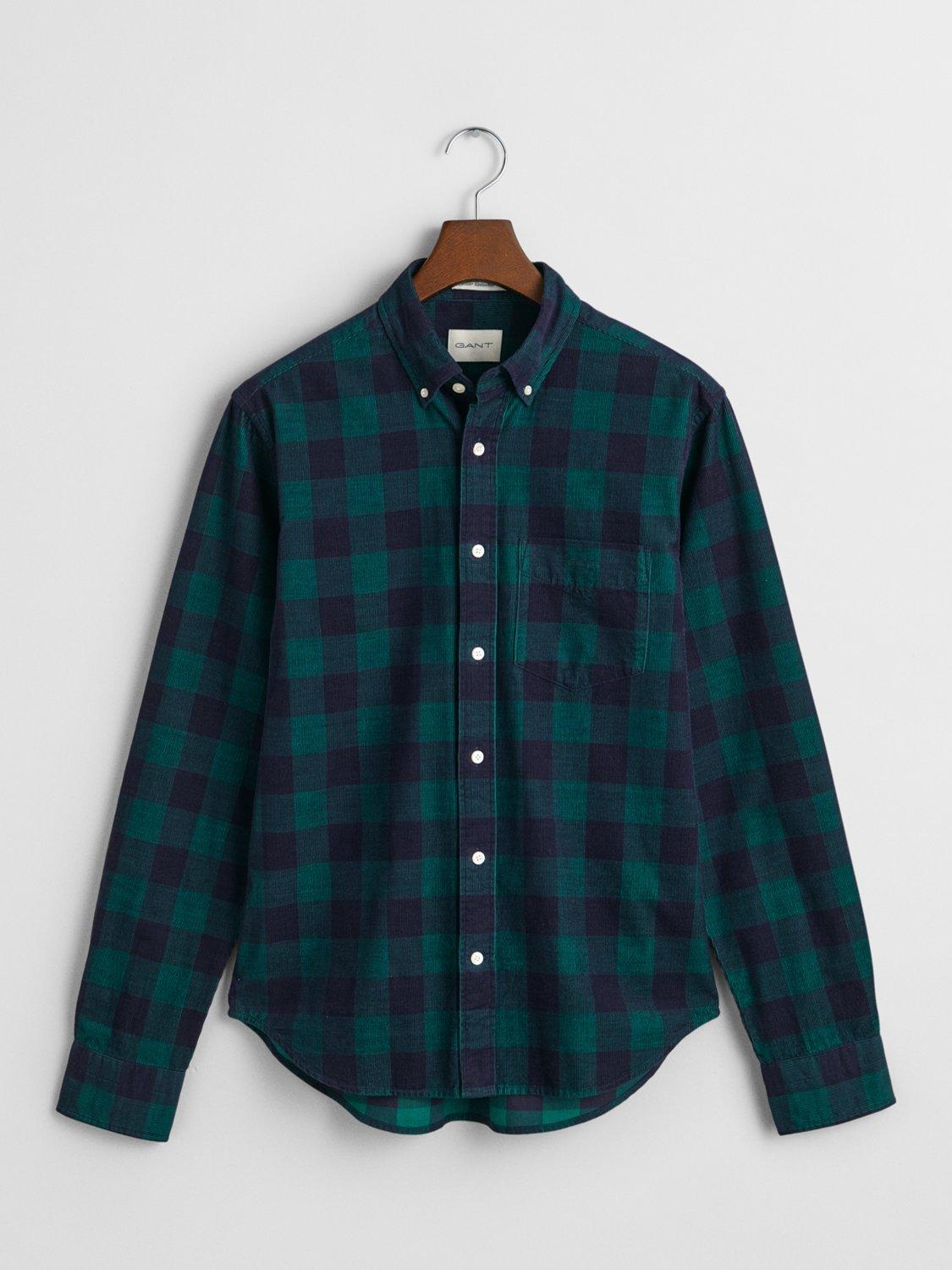 Product image 4 of 6, which shows GANT Regular Fit Corduroy Checked Shirt, Deep Forest Green, XXXL