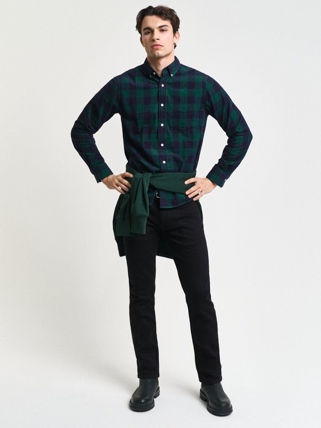 Product image 5 of 6, which shows GANT Regular Fit Corduroy Checked Shirt, Deep Forest Green, XXXL