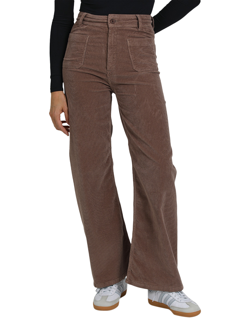 Product image 1 of 2, which shows REIKO Gigi Velvet Trousers, Truffle, 28