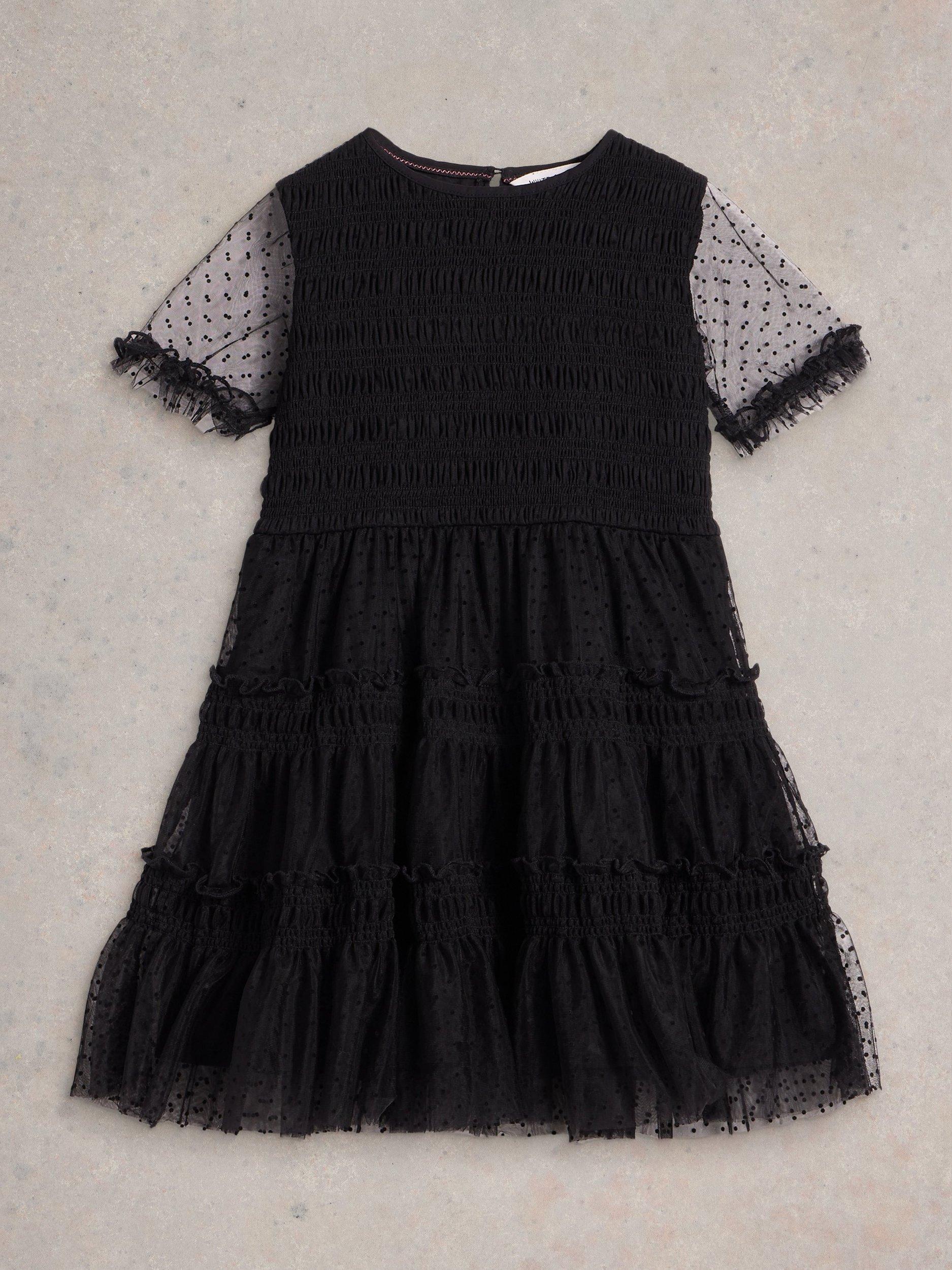 White Stuff Kids' Frilly Dress, Black