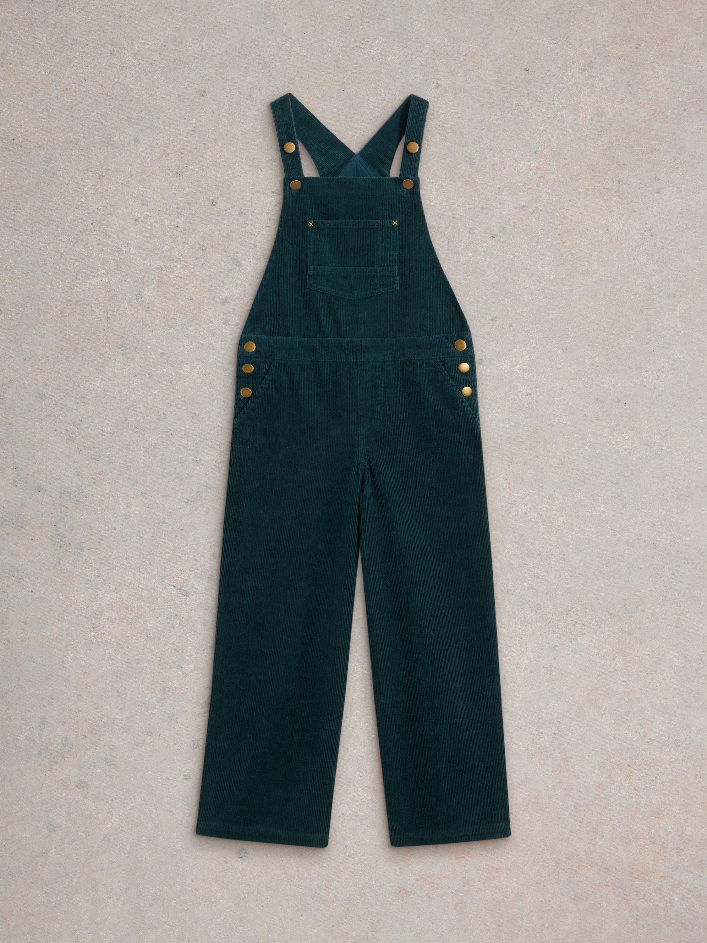 White Stuff Kids' Cord Dungarees, Dark Green