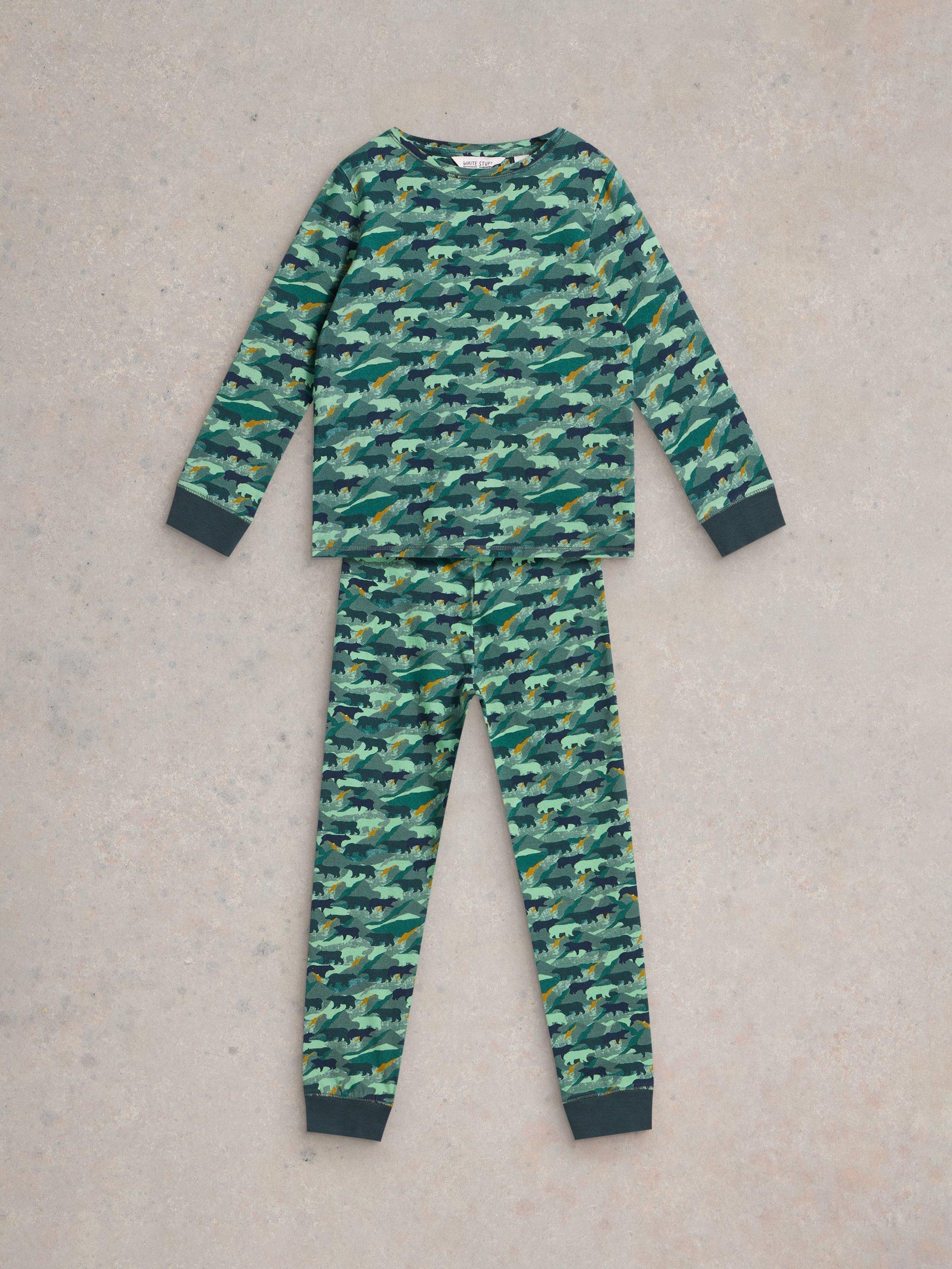 White Stuff Kids' Camo Pyjamas, Green/Multi