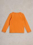 White Stuff Kids' Button Neck Long Sleeve Tee, Orange