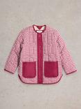 White Stuff Kids' Gingham Coat, Deep Red