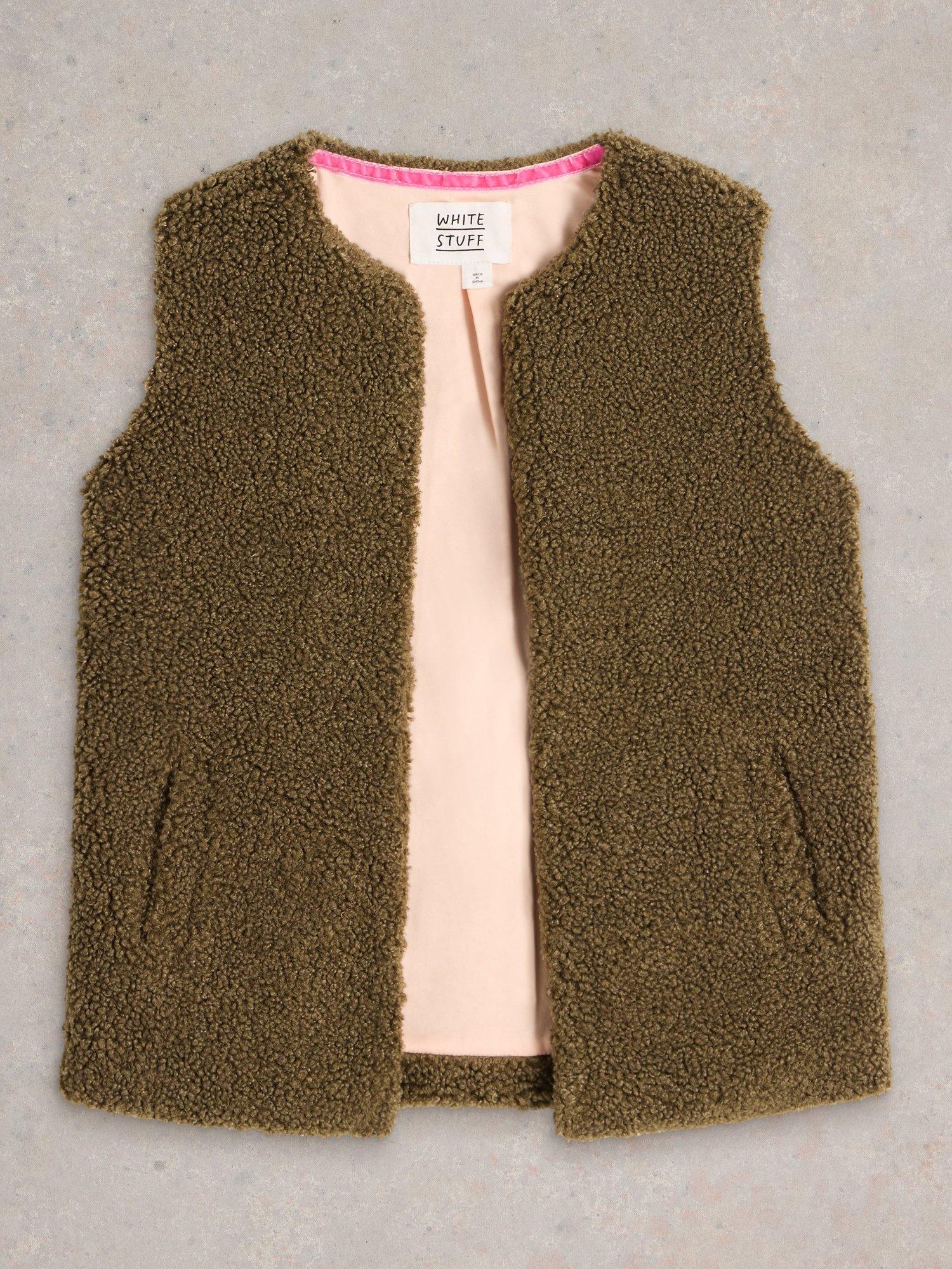 White Stuff Kids' Borg Fleece GIlet, Khaki