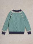 White Stuff Kids' Textured Raglan Jumper, Aqua