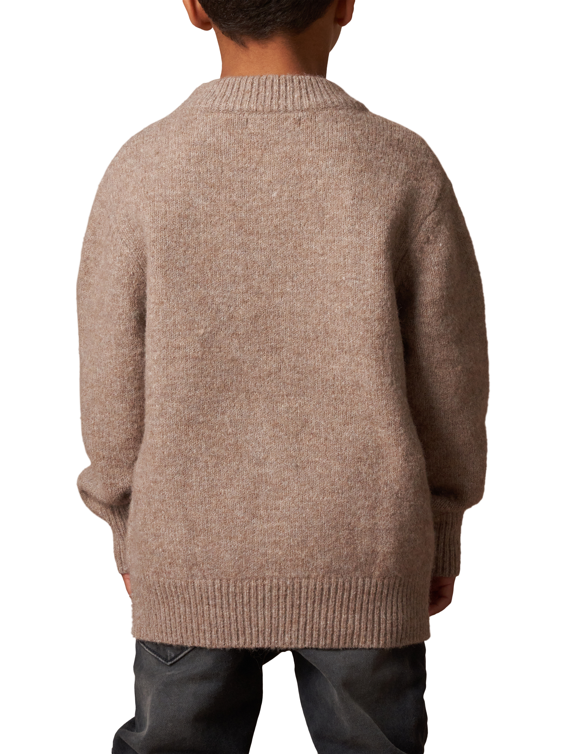 Product image 4 of 7, which shows Angel & Rocket Kids' Ski Beaver Knit Jumper, Brown/Multi, 2-3 years