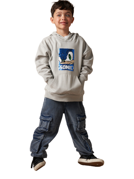 Angel & Rocket Kids' Sonic Sequin Hoodie, Grey - view 2, Grey