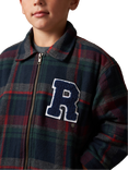 Angel & Rocket Kids' Check Collegiate Jacket, Navy/Multi