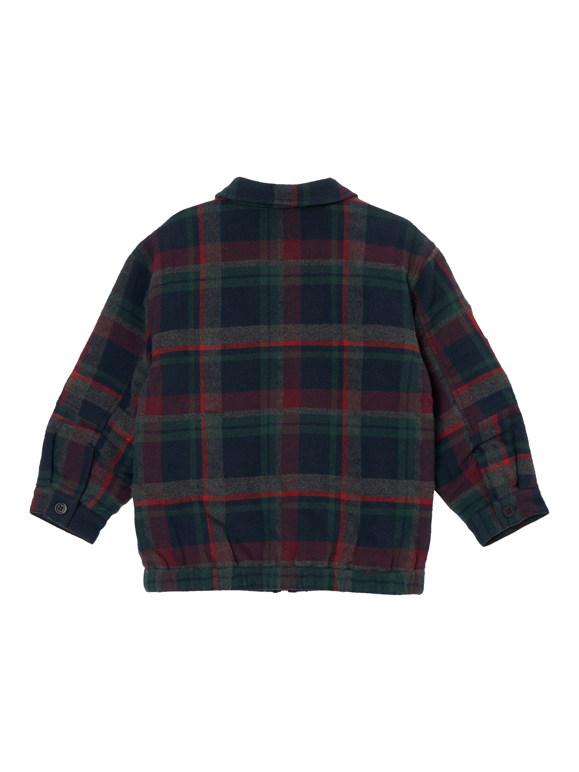Product image 5 of 6, which shows Angel & Rocket Kids' Check Collegiate Jacket, Navy/Multi, 3 years