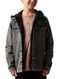 Angel & Rocket Kids' Denim Jacket With Hood, Grey, Grey