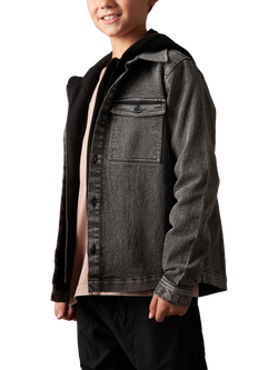 Angel & Rocket Kids' Denim Jacket With Hood, Grey - view 2, Grey