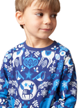 Angel & Rocket Kids' Winter Print Pyjamas, Navy/Multi