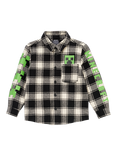 Angel & Rocket Kids' Minecraft Brushed Cotton Check Shirt, Black/Multi