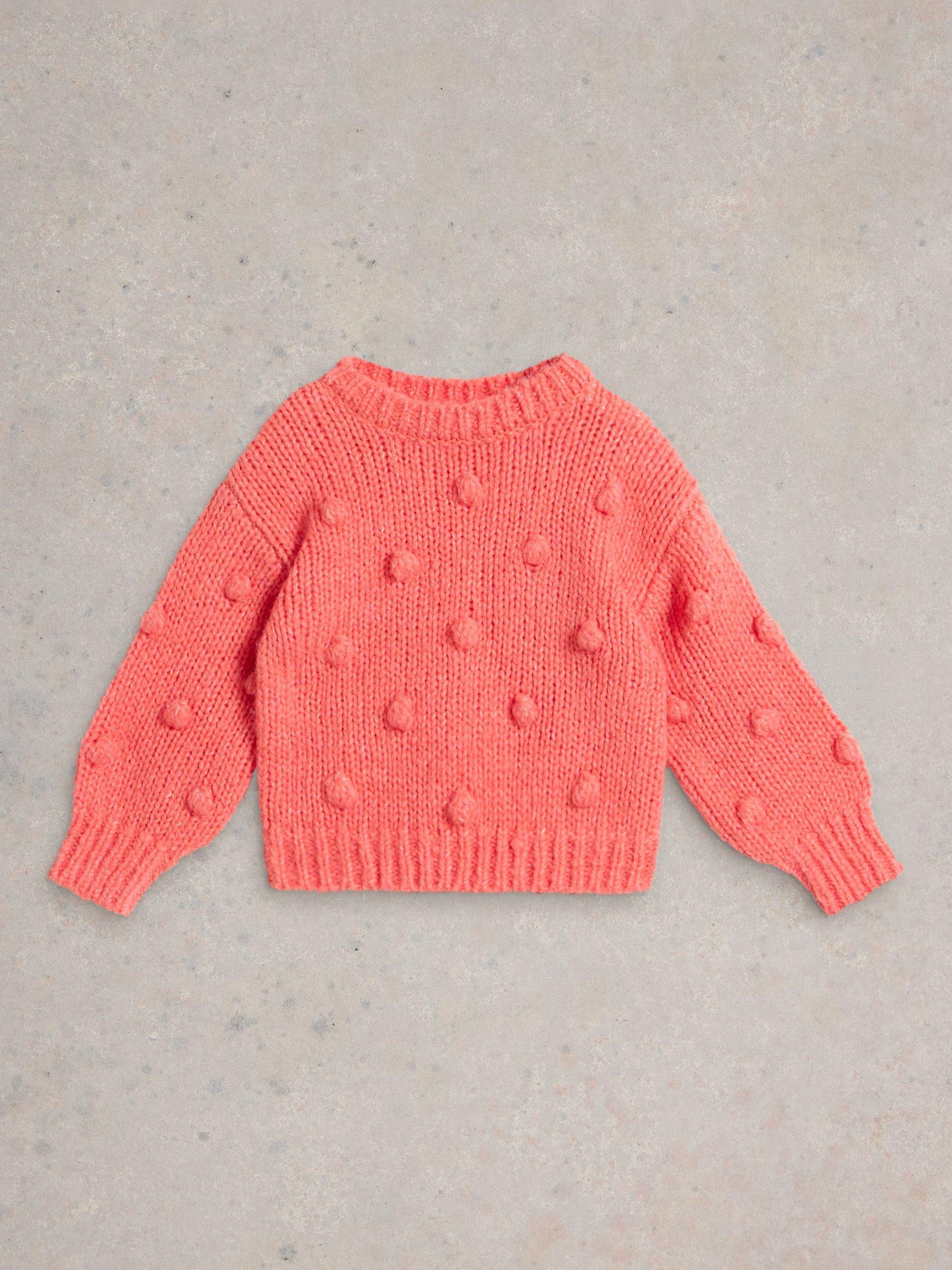 White Stuff Kids' Wool Blend Pom Pom Jumper, Coral