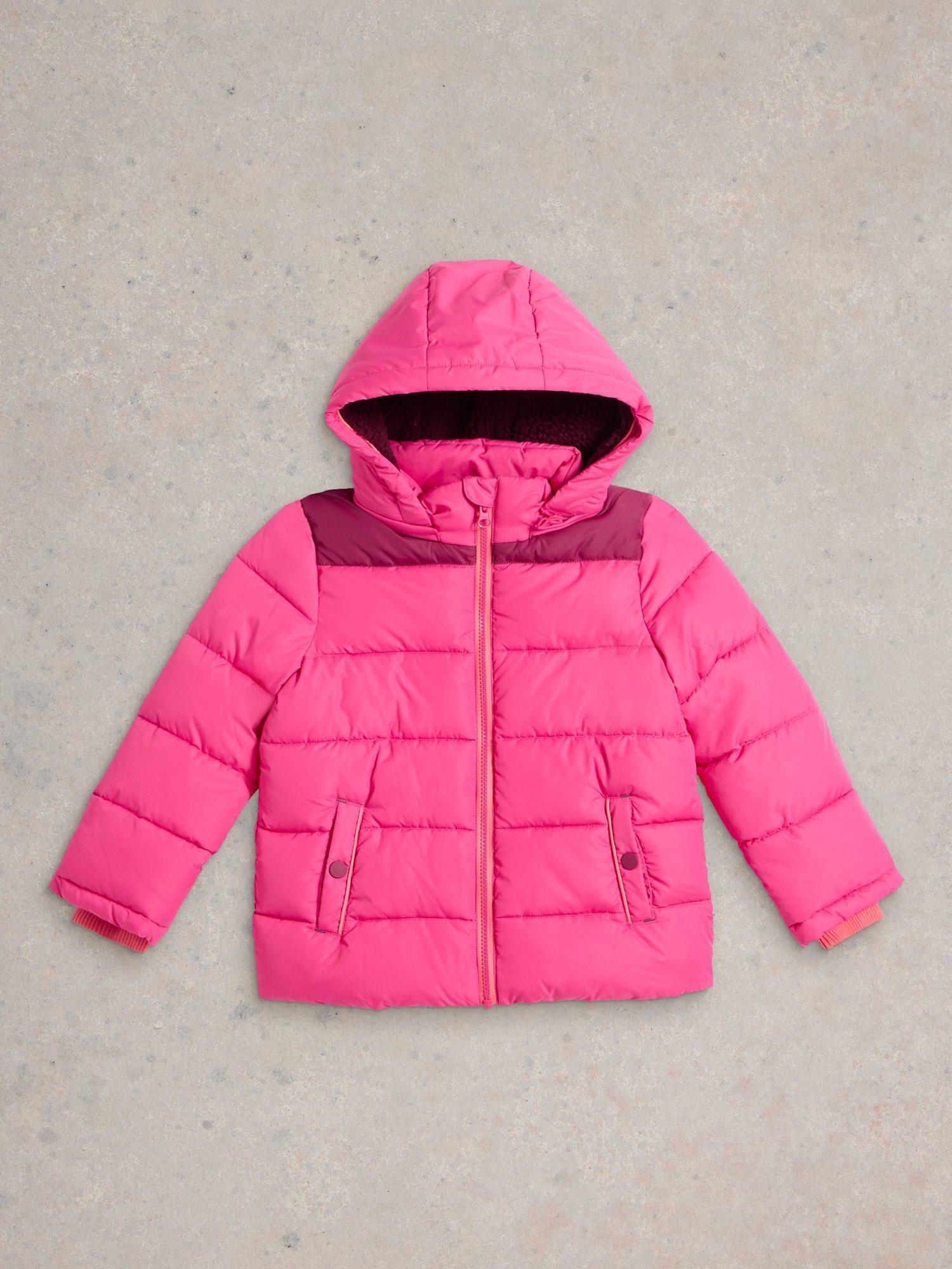 White Stuff Kids' Short Padded Coat, Bright Pink