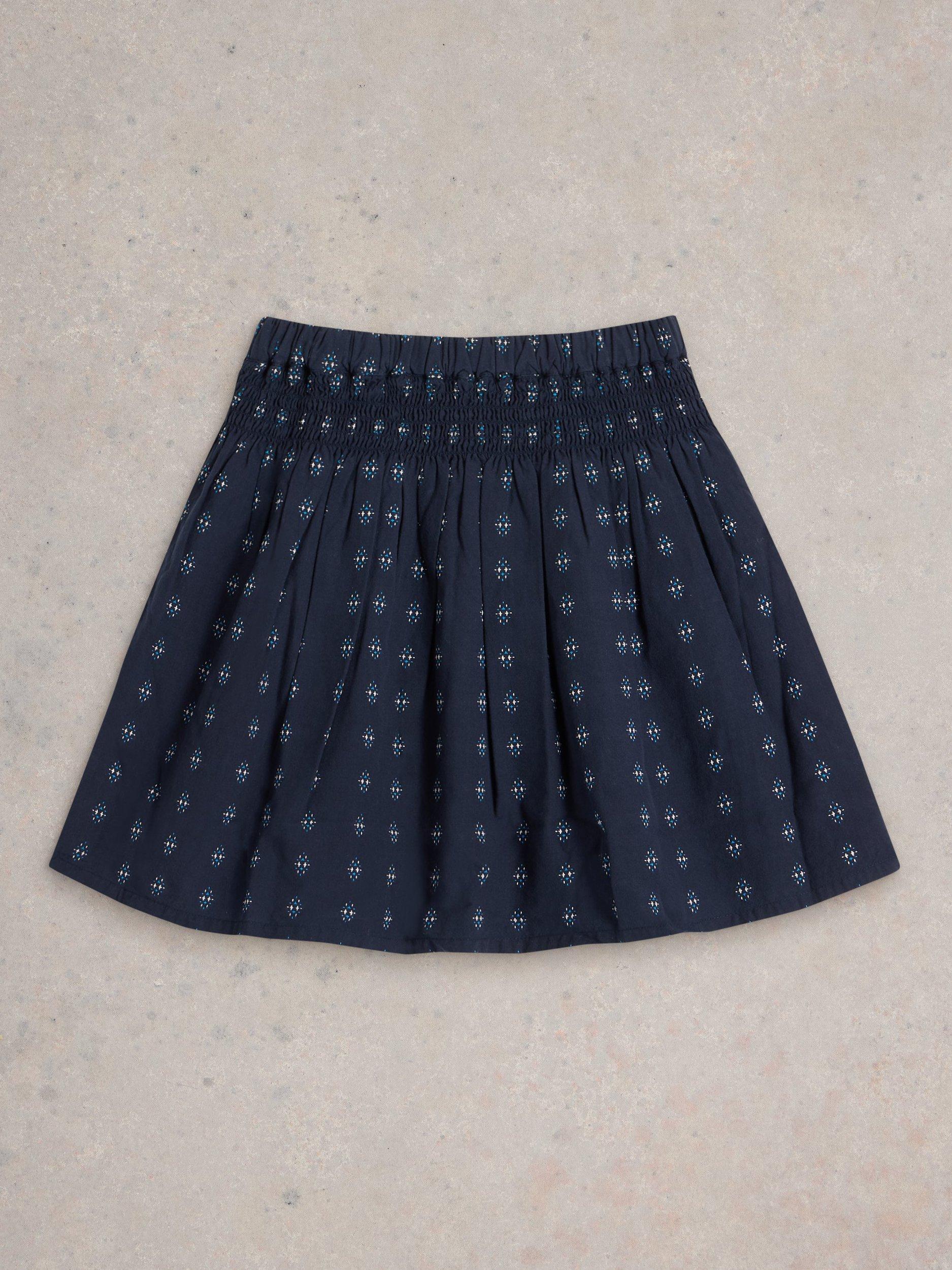 White Stuff Kids' Celeste Dobby Print Skirt, Dark Navy
