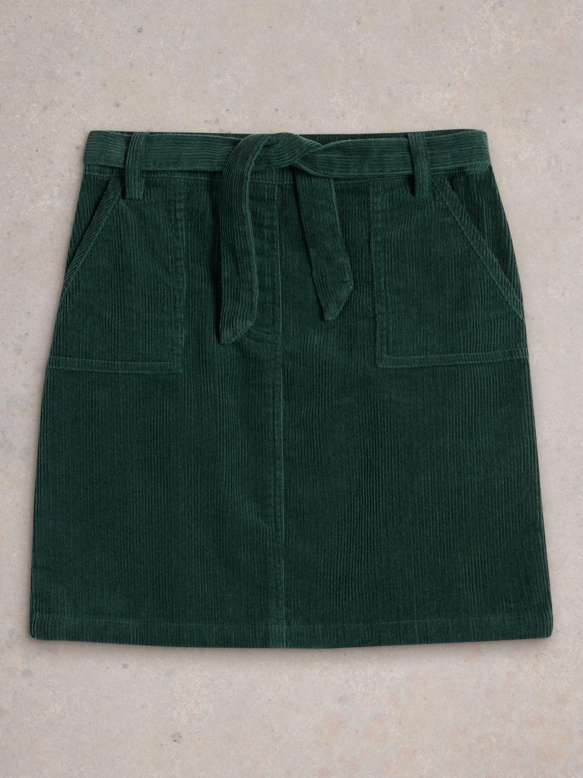 Product image 1 of 3, which shows White Stuff Kids' Cord Skirt, Dark Green, 3-4 years