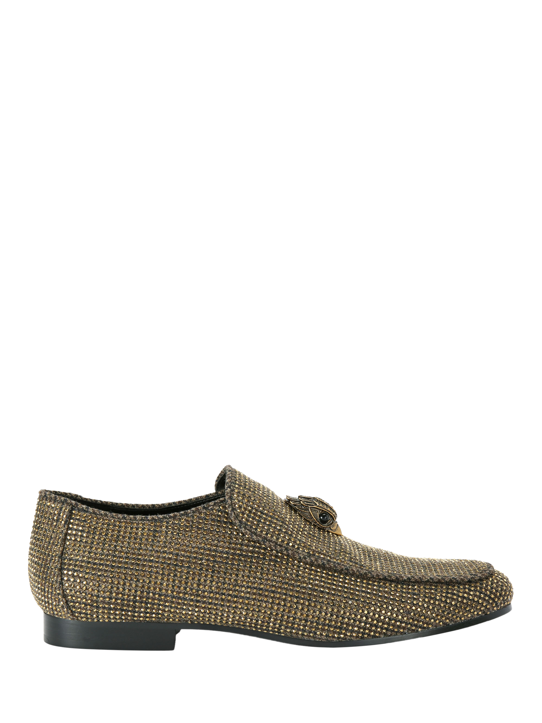 Product image 1 of 6, which shows Kurt Geiger London Hugh Eagle Head Herringbone Loafers, Dark Brown, 6