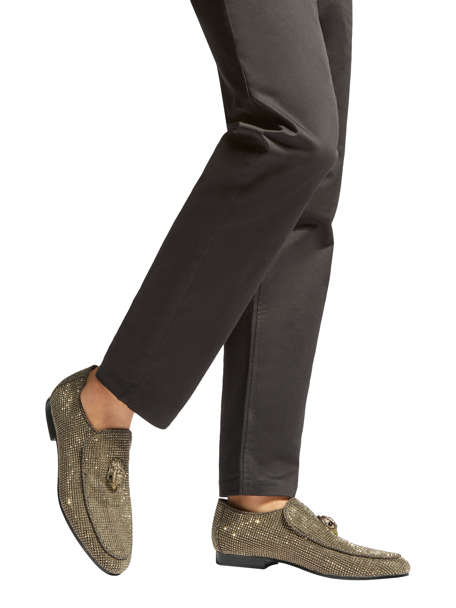 Product image 2 of 6, which shows Kurt Geiger London Hugh Eagle Head Herringbone Loafers, Dark Brown, 6