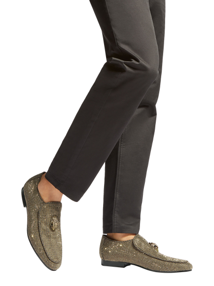 Kurt Geiger London Hugh Eagle Head Herringbone Loafers, Dark Brown - view 2, Brown
