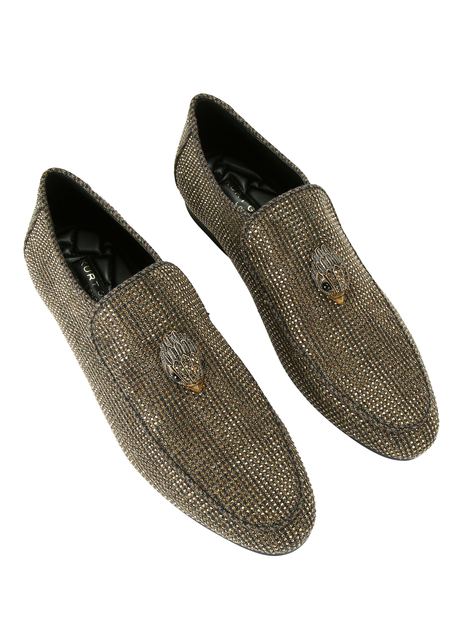 Product image 3 of 6, which shows Kurt Geiger London Hugh Eagle Head Herringbone Loafers, Dark Brown, 6