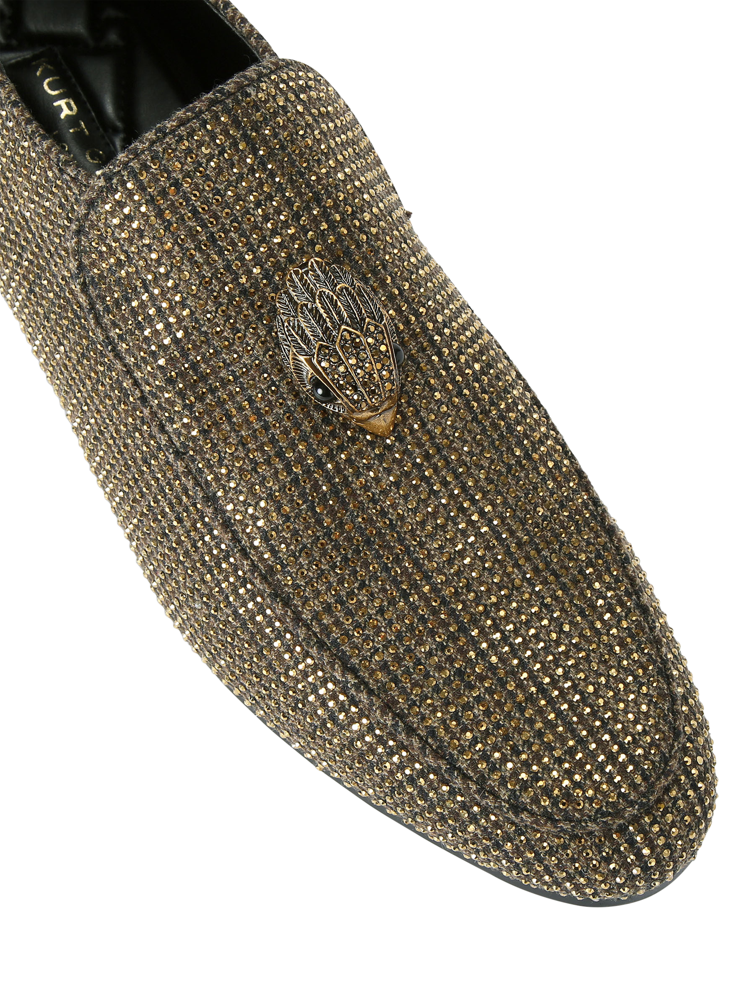 Product image 5 of 6, which shows Kurt Geiger London Hugh Eagle Head Herringbone Loafers, Dark Brown, 6