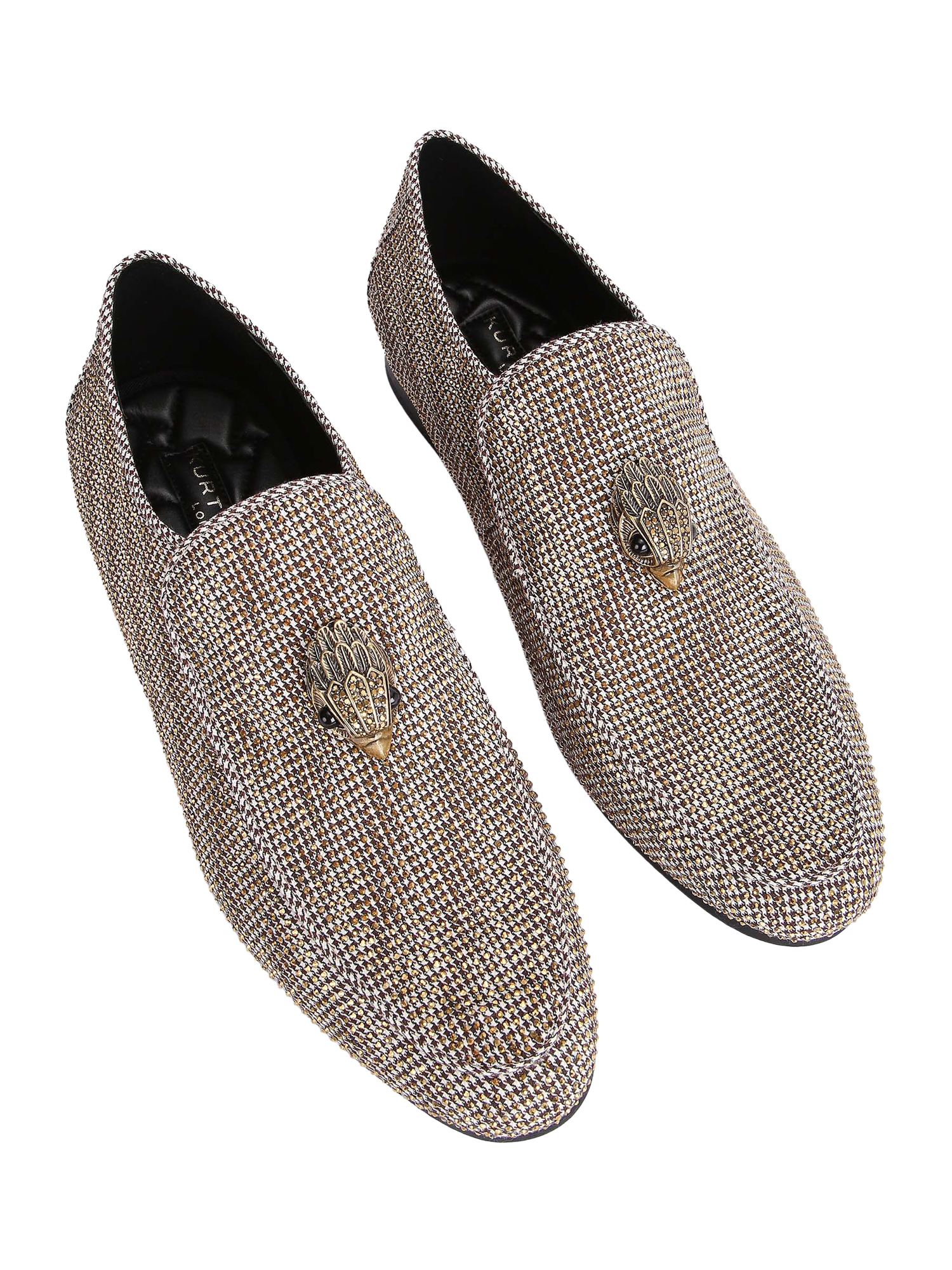 Product image 3 of 5, which shows Kurt Geiger London Hugh Eagle Head Herringbone Loafers, Brown, 6