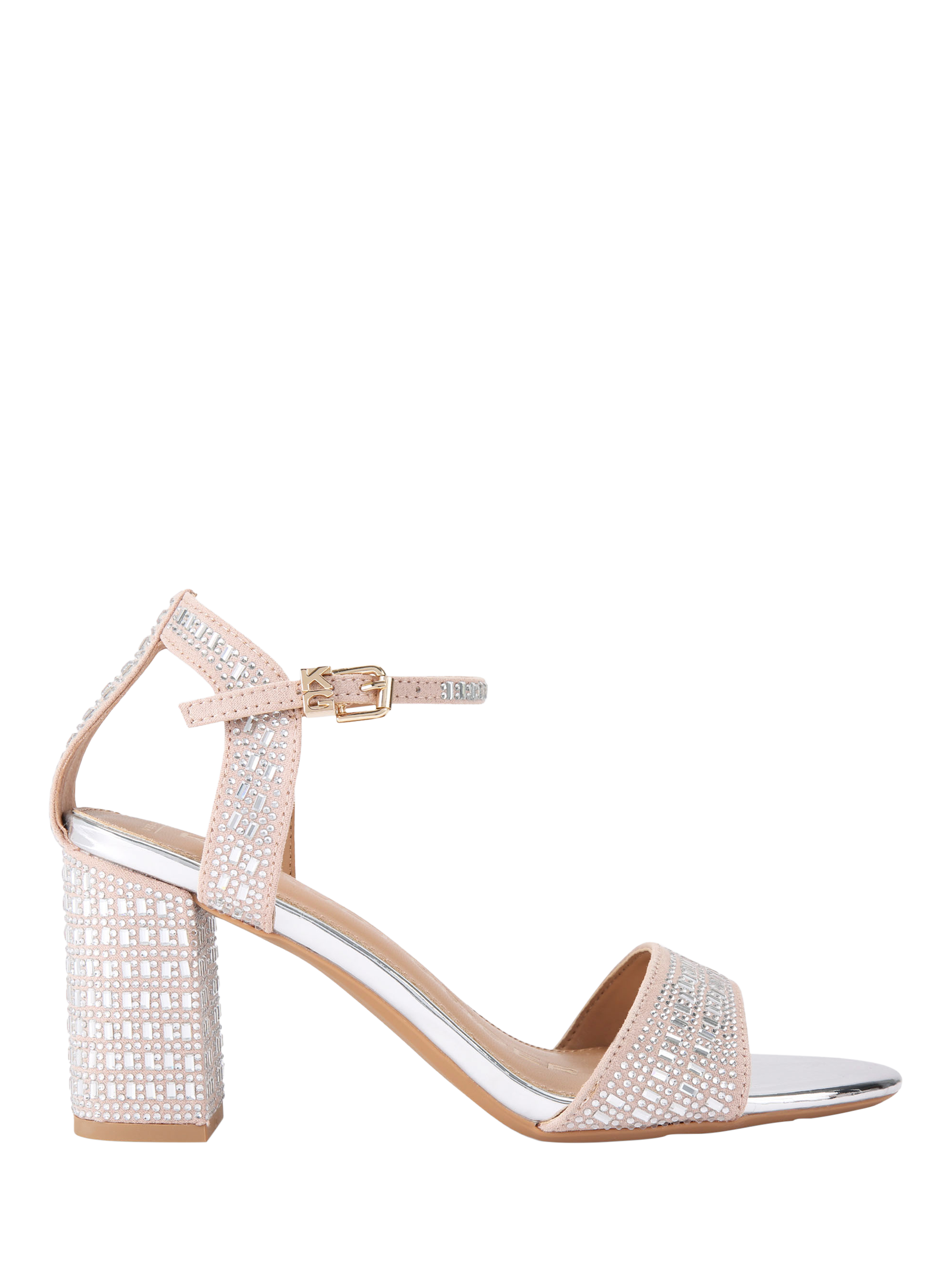 KG Kurt Geiger Fleur Bling 2 Embellished Heeled Sandals, Pink/Silver