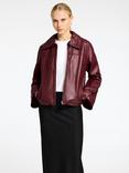 Selected Bea Leather Jacket, Burgundy