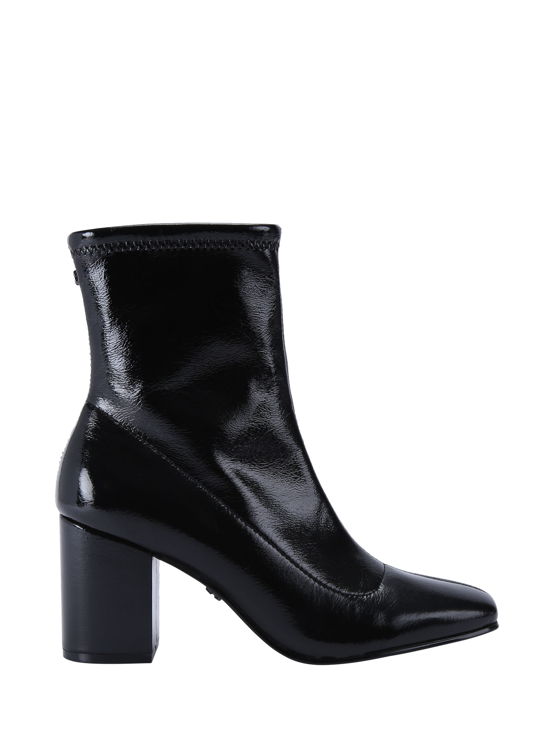 Carvela Strut Patent Block Heel Ankle Boots Black