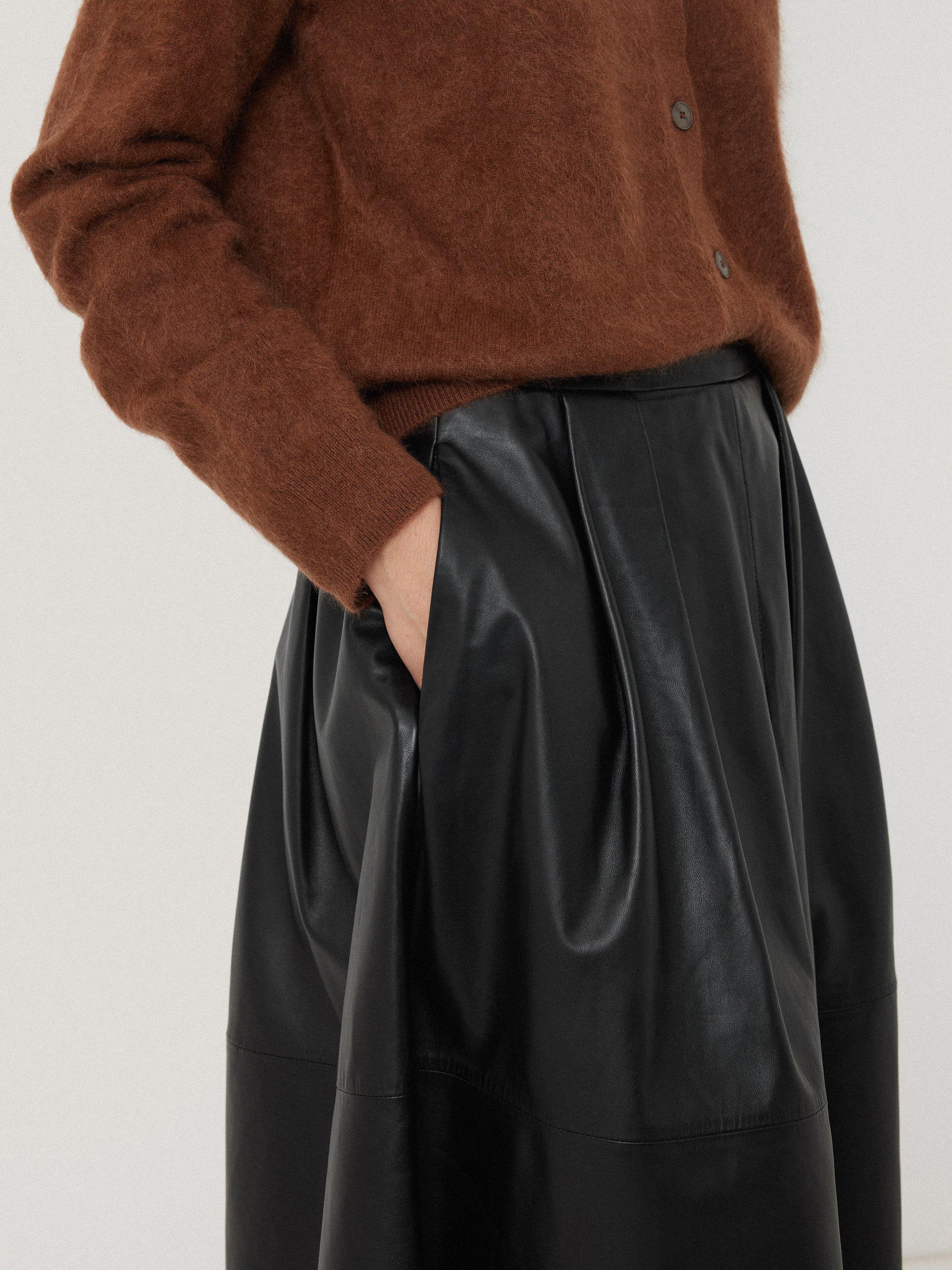 Jigsaw Pleated Leather Skirt