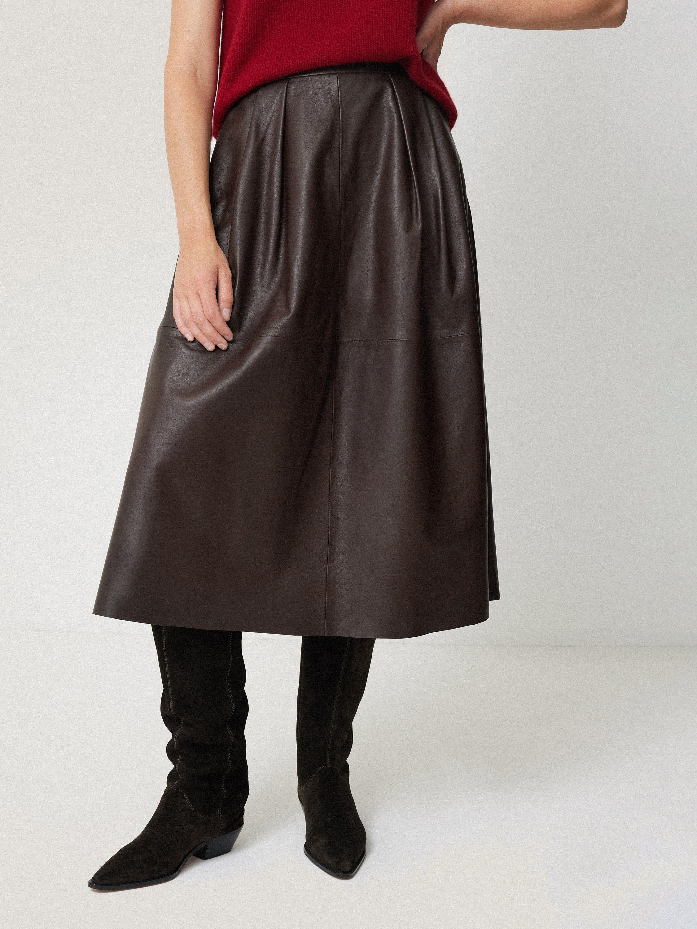 John lewis brown leather skirt best sale