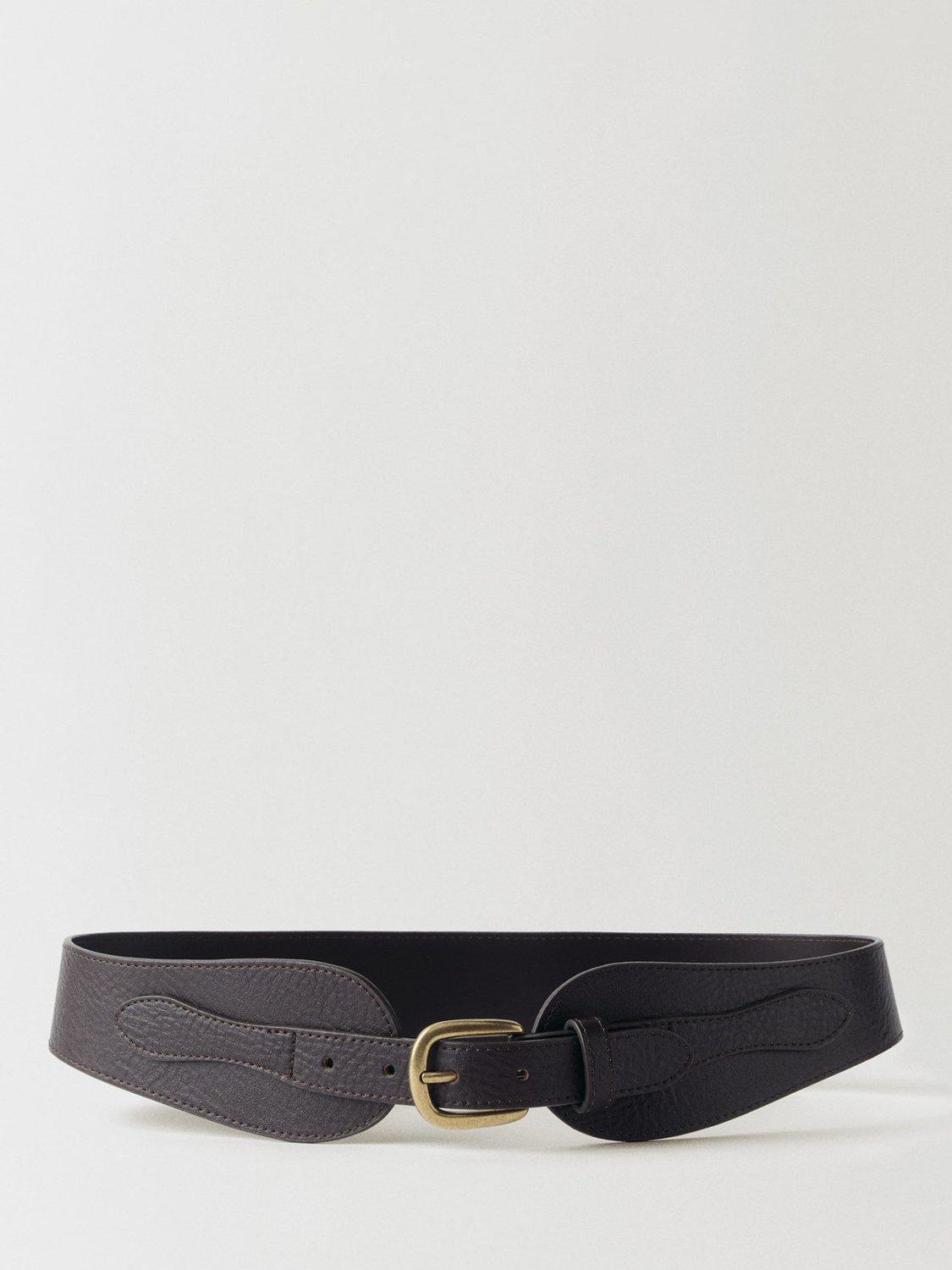 Mango Amalies Leather Waist Belt, Black
