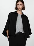 Mango Jon Oversized Cape Waterfall Jacket, Black