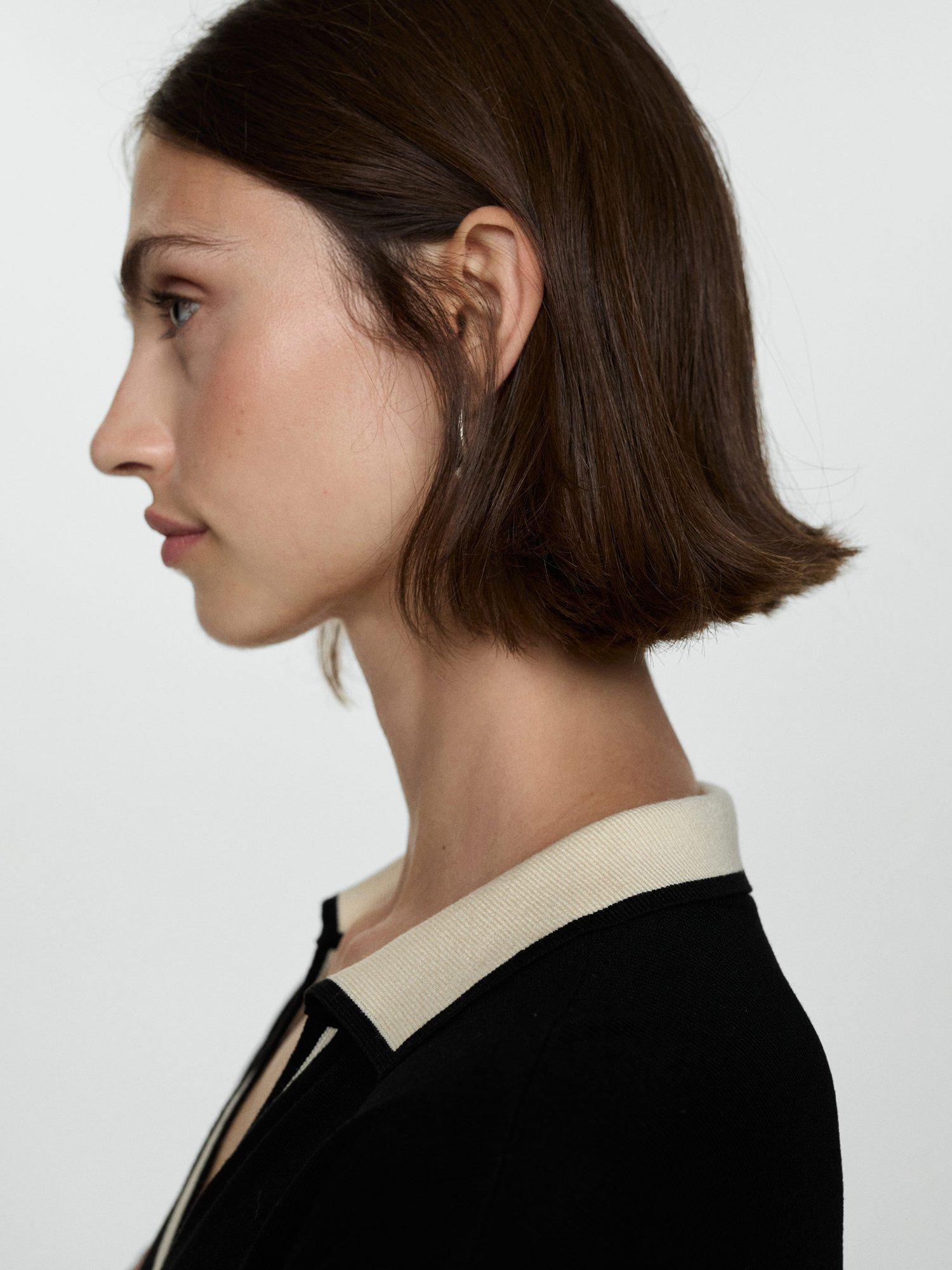 Product image 6 of 7, which shows Mango Bianca Contrast Collar Knit Dress, Black, 10