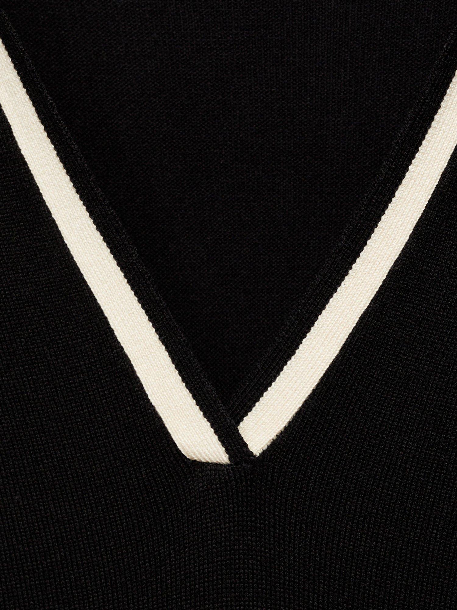 Product image 7 of 7, which shows Mango Bianca Contrast Collar Knit Dress, Black, 10