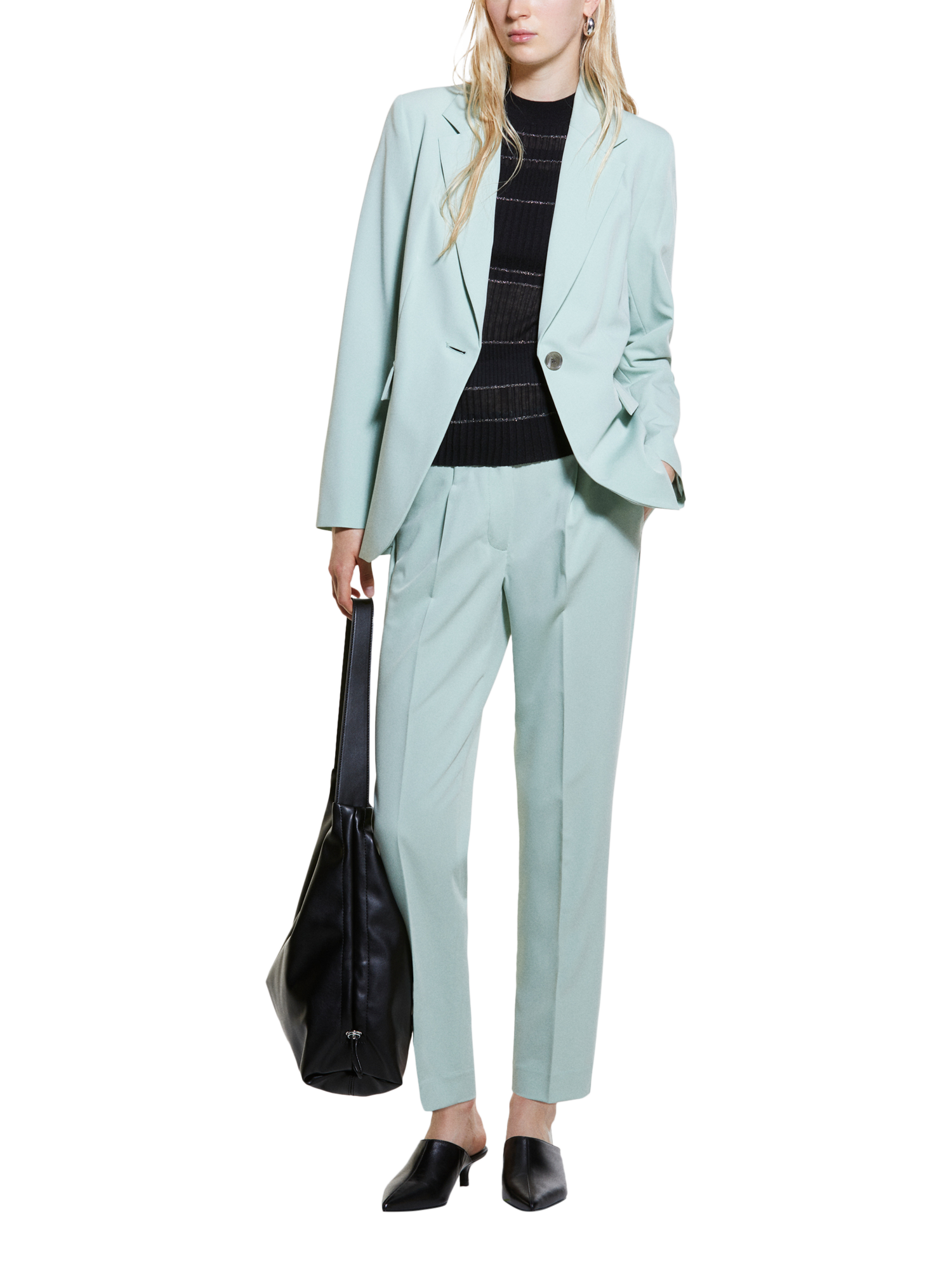 Product image 3 of 5, which shows SISLEY Regular Fit Single Button Blazer, Mint Green, 8