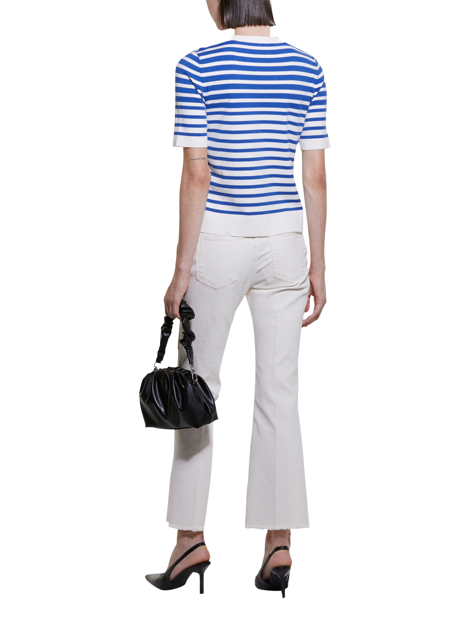 Product image 2 of 4, which shows SISLEY Stripe Short Sleeve Jumper, Blue/White, L