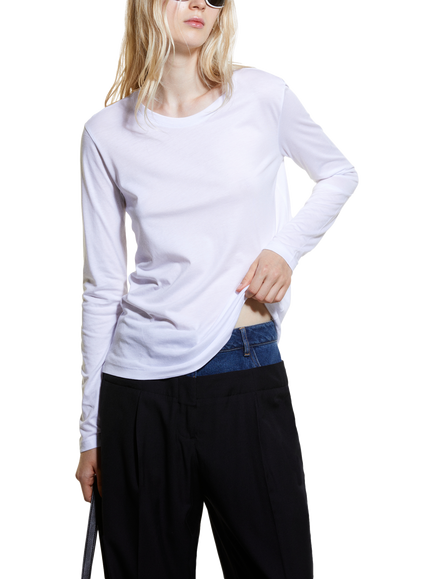 SISLEY Crew Neck Long Sleeve Top, White