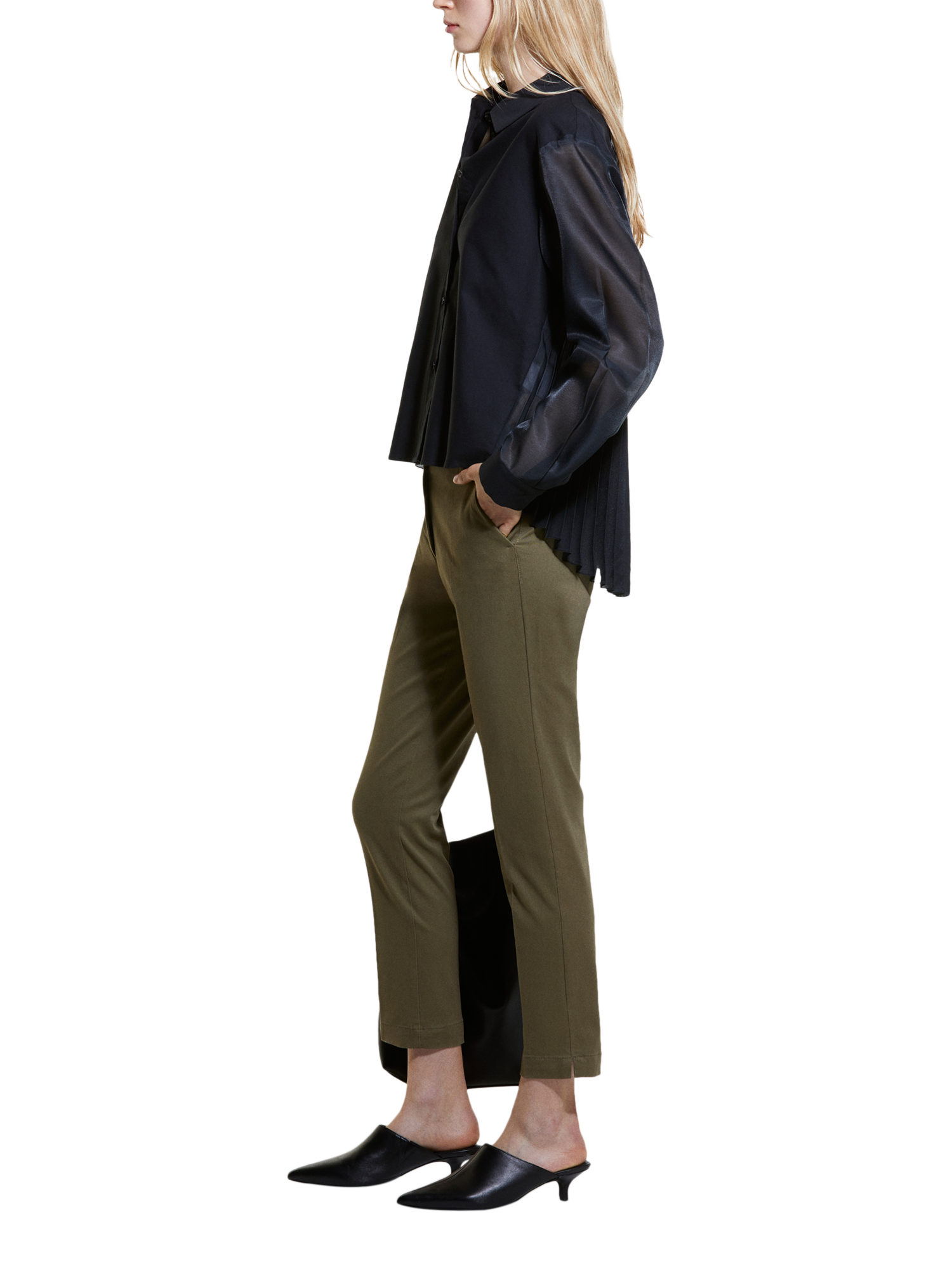 Product image 4 of 5, which shows SISLEY Slim Fit Chino Trousers, Olive Green, 14
