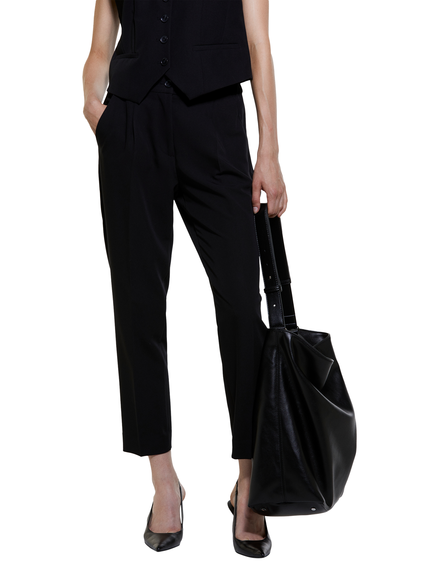 Product image 1 of 5, which shows SISLEY Front Pleat Trousers, Black, 8
