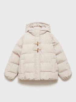 Mango Kids' Angy Hooded Puffer Jacket, Pastel Grey, Pastel Grey