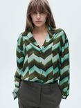 Mango Zigzag Shirt, Green/Multi