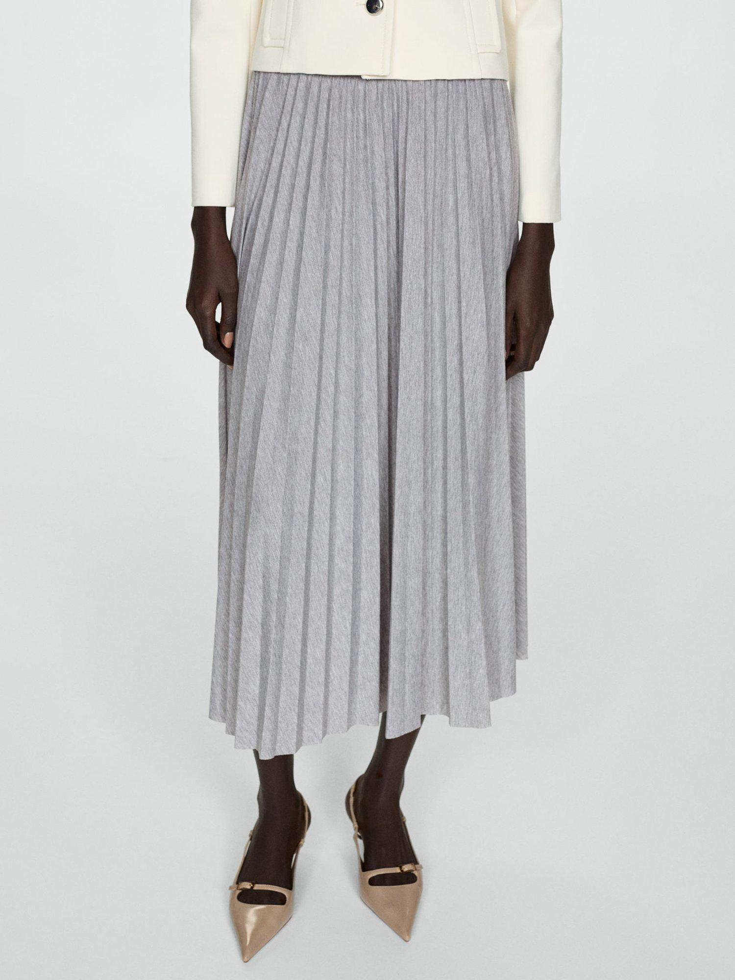 Mango Gala Pleated Skirt Grey