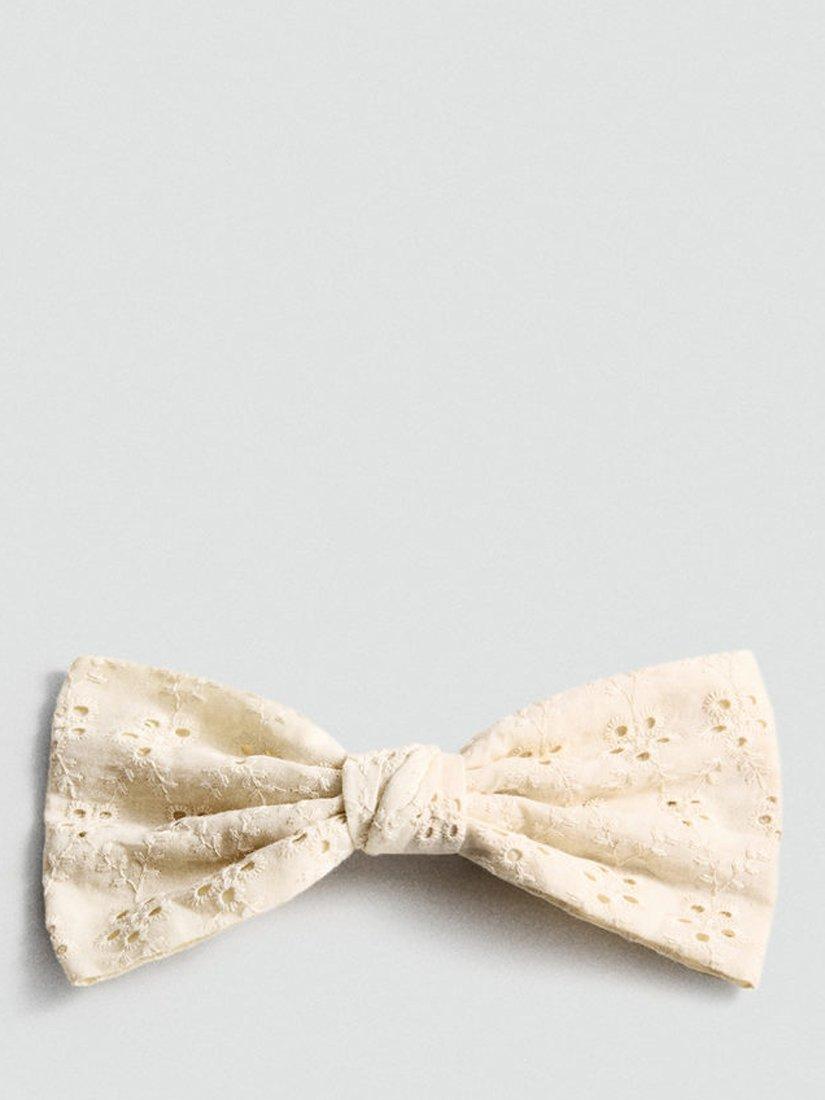 Product image 1 of 2, which shows Mango Lusy Embroidered Bow Hair Clip, Cream, One Size